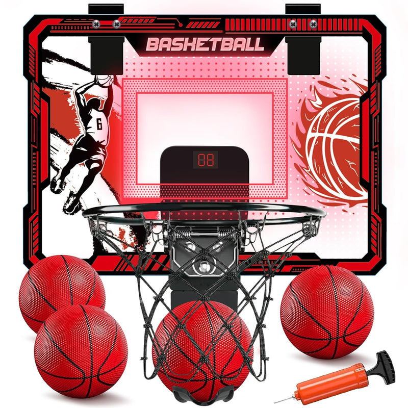 Basketball Hoop Indoor, Over The Door Basketball Hoops With Led Lighting, M