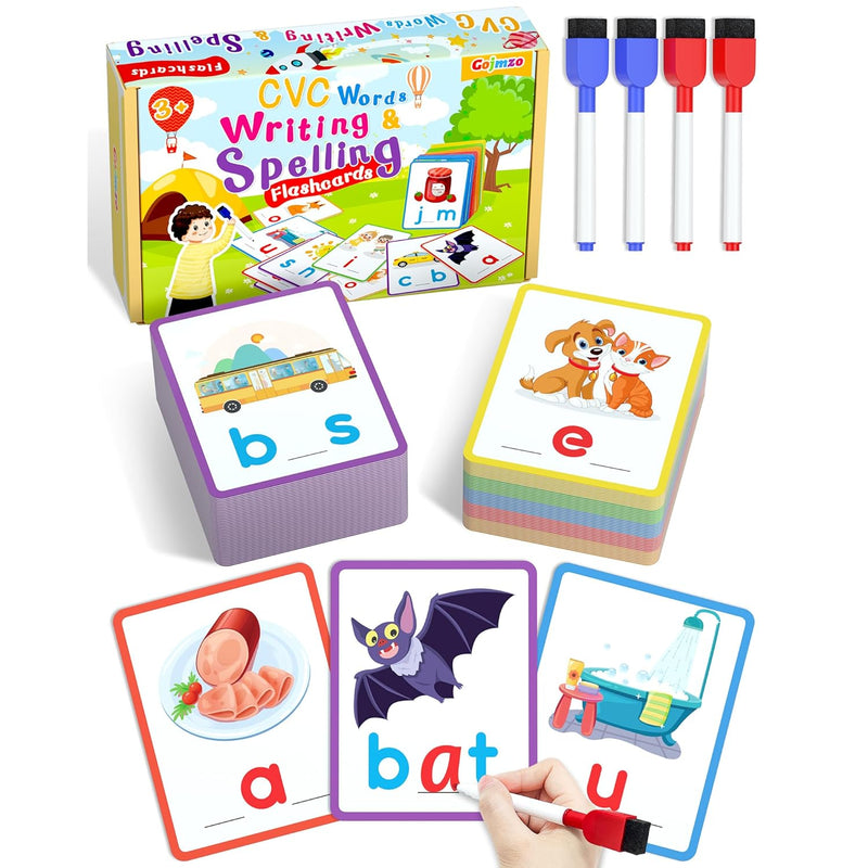Cvc Word Writing & Spelling Flash Cards, Preschool Learning Toddler Activit