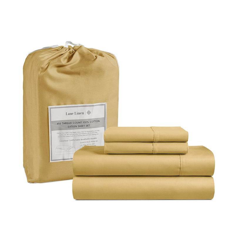 Queen Bed Sheets, 4 Pc Queen Size Bed Sheet Set, 450 Thread Count 100% Cotton