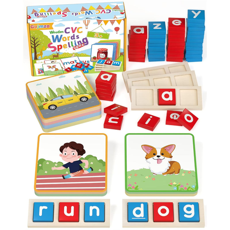 Wooden Cvc Word Spelling Games, Preschool Kindergarten Learning Activities,