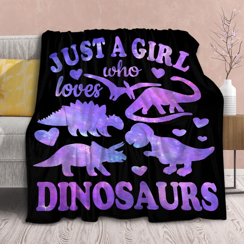 Dinosaur Blanket Gift For Women Kid Plush Just A Girl Who Loves Dinosaurs Soft