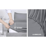 Queen Sheet Set – Soft Microfiber 4 Piece Luxury Bed Sheets With Deep Pockets - Embroidered Pillow Cases - Side Storage Pocket Fitted Sheet - Flat Sheet (Grey)