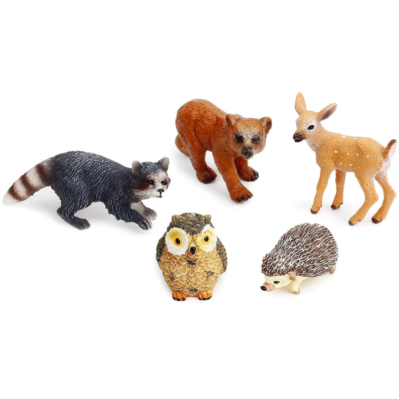 Forest Animal Figures Cake Toppers, Woodland Creatures Toy Figurines Set (5