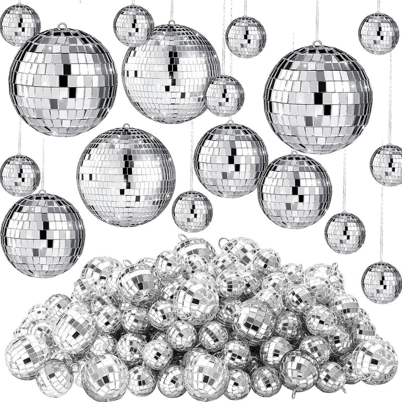 65 Pcs Mirror Disco Balls Ornaments Different Sizes Bulk Reflective Hanging Di