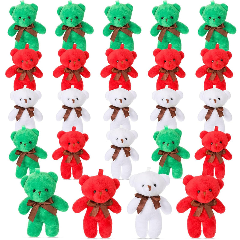 24 Pcs 4.5 Inch Stuffed Animals Soft Plush Bears Doll With Ribbon Bow Mini Bea