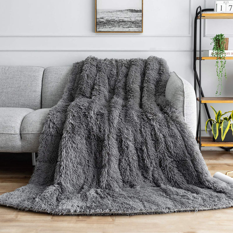 Weighted Blanket Queen Size 15 Pounds For Adults, Sherpa Faux Fur Heavy Blanke
