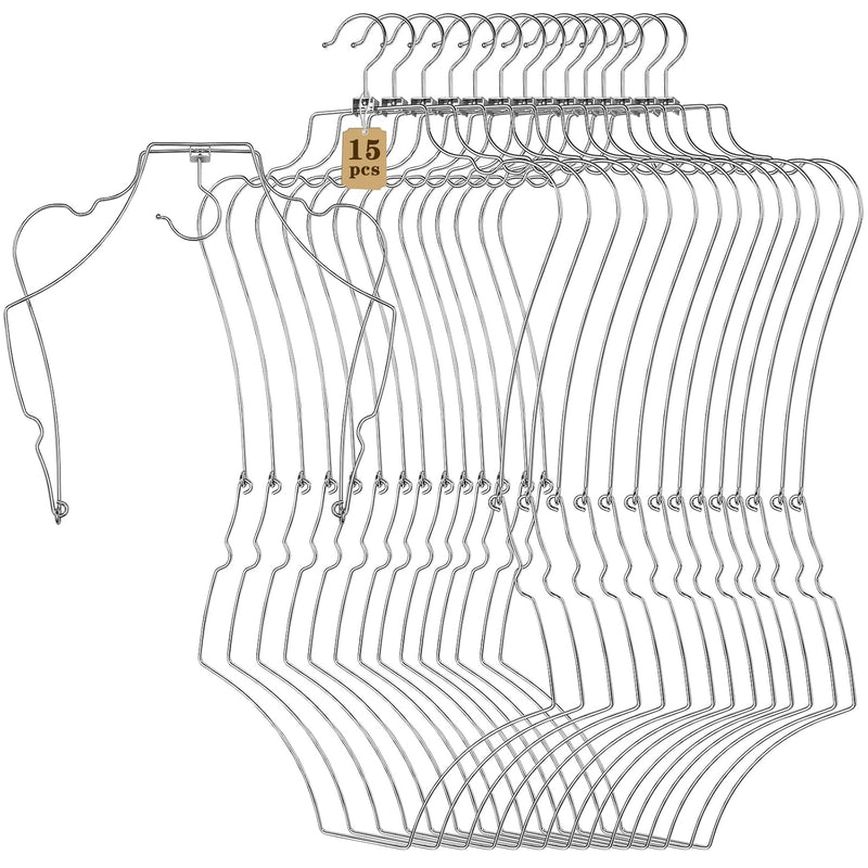 15 Pcs Foldable Body Shape Bikini Hangers Wire Swimsuit Hanger Metal Lingerie Or