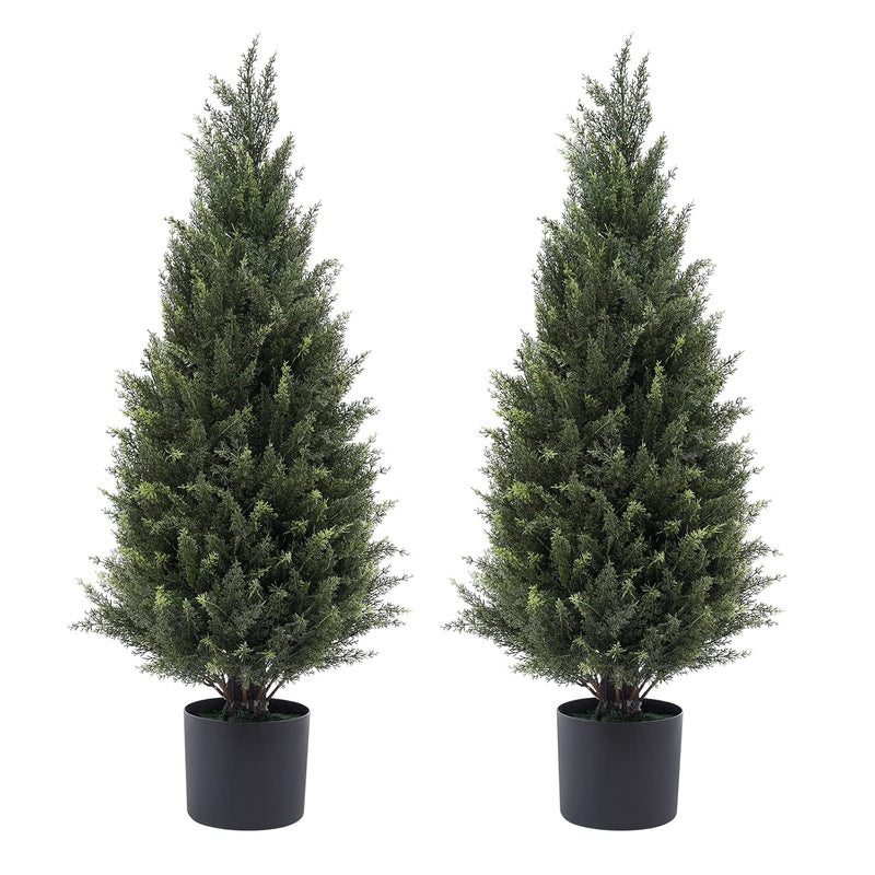 4Ft(48”) Artificial Cedar Outdoor Artificial Shrub Sunlight Resistant Leafy Po