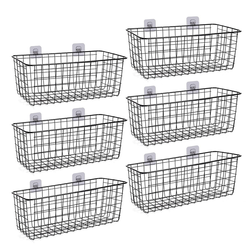 6 Pack Wire Storage Baskets Household Metal Wall-Mounted Containers Organizer Bi