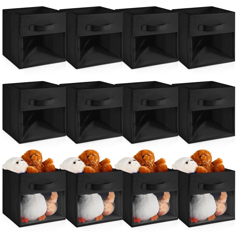 12 Pcs Collapsible Cube Storage Organizer With Window Fabric Storage Cubes Bins