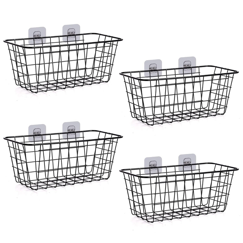 4 Pack Wire Storage Baskets Household Metal Wall-Mounted Containers Organizer Bi