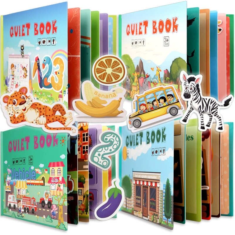 4 Subjects Montessori Quiet Book Busy Board For Toddlers, Toddler Travel To