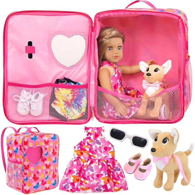 18 Inch Girl Doll Butterfly Design Carrier Bag With Clothes And Accessories