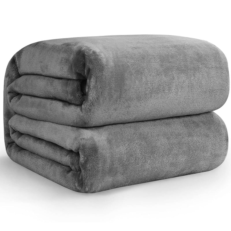 Fleece Soft Blanket For Couch Grey, Super Soft Flannel Fuzzy Blanket Gray Thro
