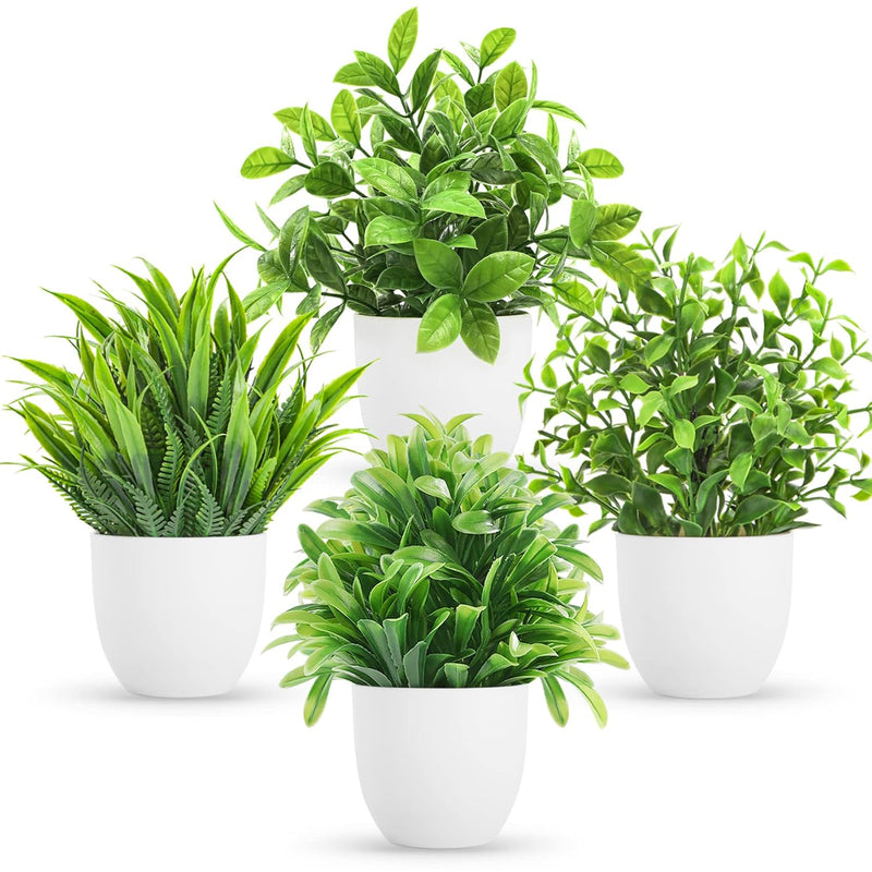 4 Packs Mini Fake Plants Artificial Potted Eucalyptus Faux Plants For Home Off