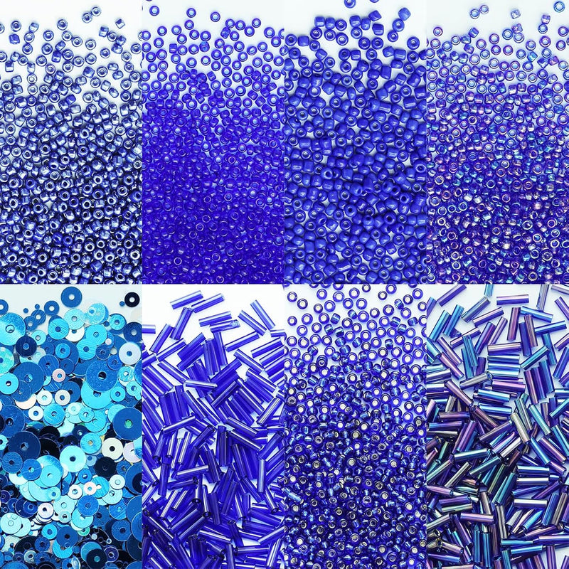 Many Kinds Of Craft Beads Including Glass Bugle Seed Beads Sequins Beads For Diy Arts Crafts Sewing Embroidery Clothing Jewelry Making (Royal Blue)