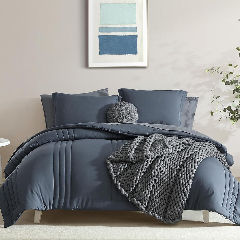 Queen Comforter Sets,Queen Bedding Set 7 Pieces, All Seasons Comforters,Fluffy