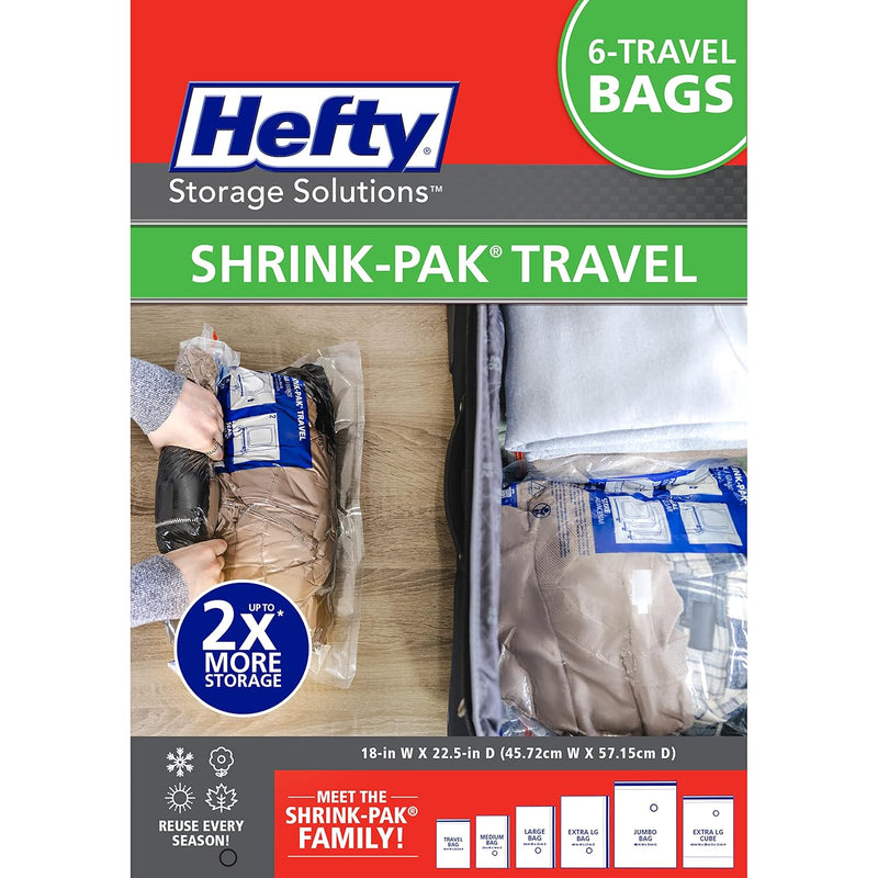Shrink-Pak Large Travel Bags - Airtight Storage Bags for Maximum Space Saving, Travel Essentials, Ideal for Travel and Packing, Durable, Reliable Compression Bags with Sealed Protection