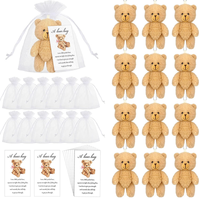 Zhanmai Set of 12 Mini Plush Bears Gift Little Pocket Bear for Inspirationa