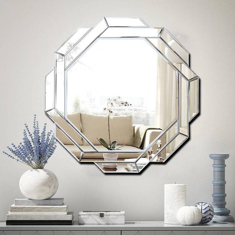 Hlartdecor Helicoid Frameless Beveled Decor Silver Polished Mirror For Wall De