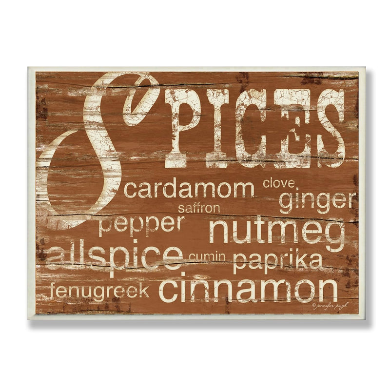 Stupell Home Décor Spices And Words Brown Kitchen Wall Plaque, 10 X 0.5 X 15,