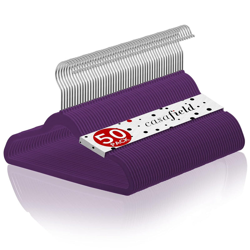 50 Velvet Kid'S Hangers - 14" Size For Children'S Clothes - Purple