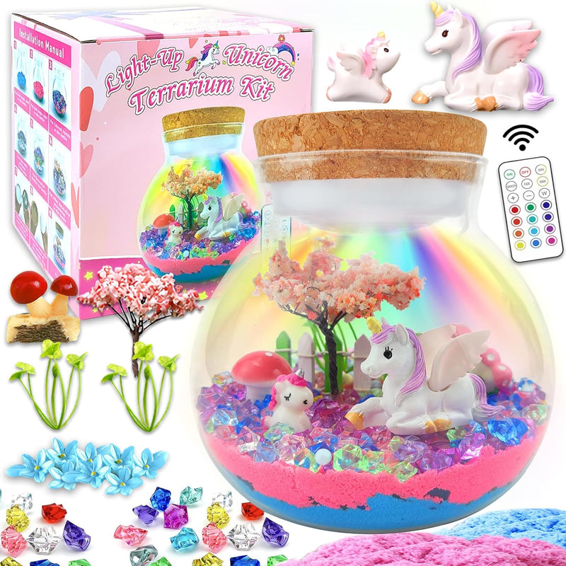 Unicorn Terrarium Crafts Kit For Kids Led Night Light Up & Remote Unicorn B