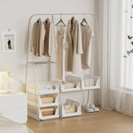 4 Pack Stackable Plastic Storage Basket Closet Organizer Bin Foldable Clothes Organizer Storage Drawer Shelf Container for Living Room Bathroom Kitchen Office (4L)