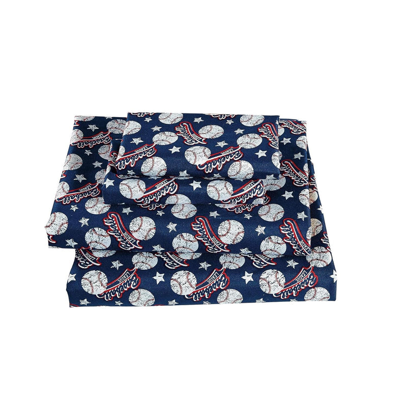 Fancy Collection Sheet Set Vintage Baseball Dark Blue White Red New (Full)