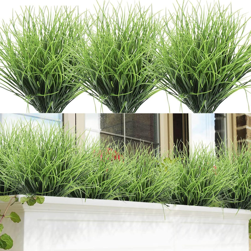 Slanc 8 Bundles Artificial Grass Plants Fake Bushes Artificial Shrubs Wheat Gr