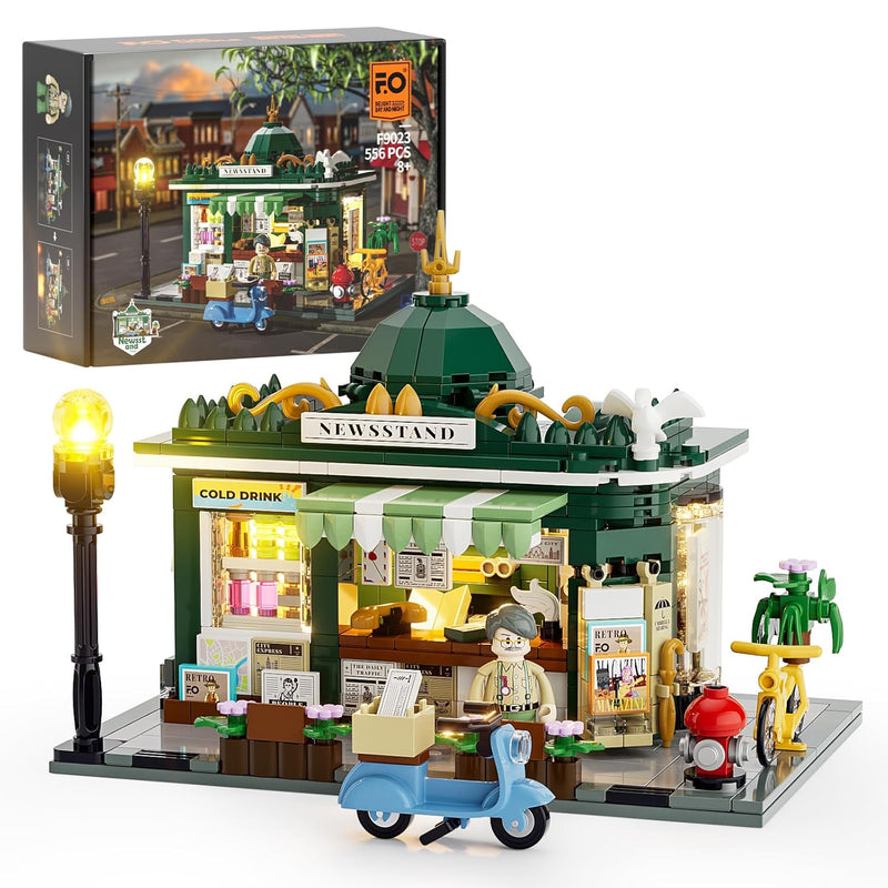 Newsstand Lighting Building Bricks Set City Town Life Newsstand Led Light C