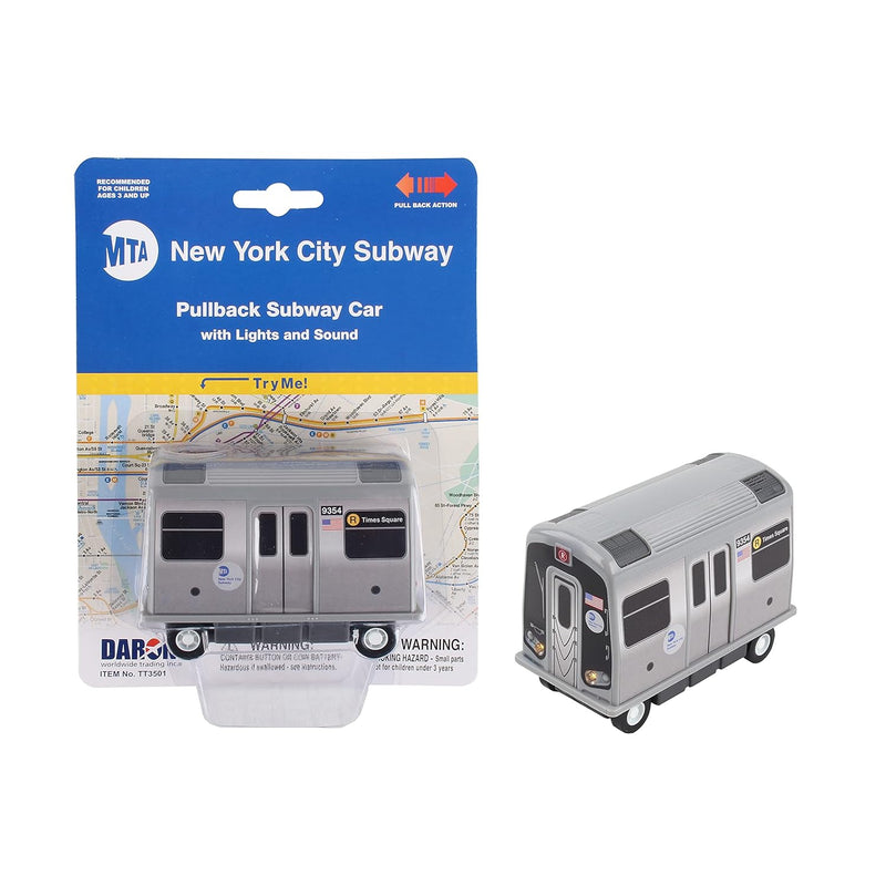 Daron MTA Subway Pullback Toy w/ Light & Sound TT3501 Grey
