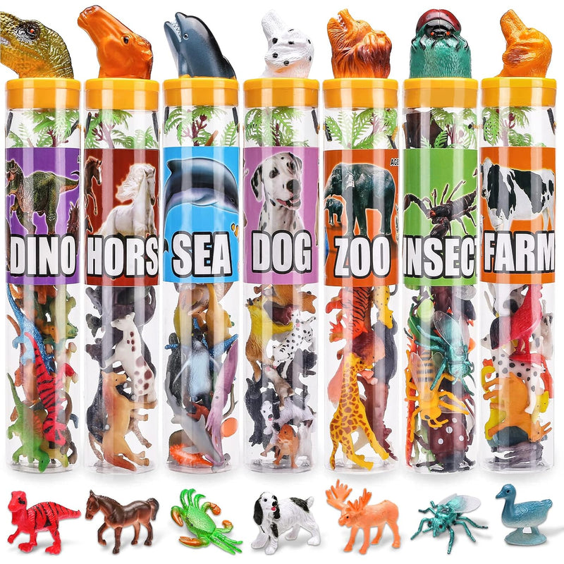 95 Pcs Small Animal Toys, Assorted Mini Ocean, Zoo, Farm, Dinosaur, Insect,