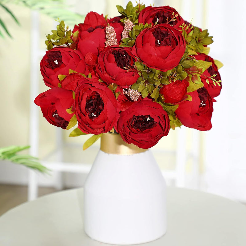 2 Bunches Artificial Silk Peony Vintage Flower Bouquet For Party Home Table Ce