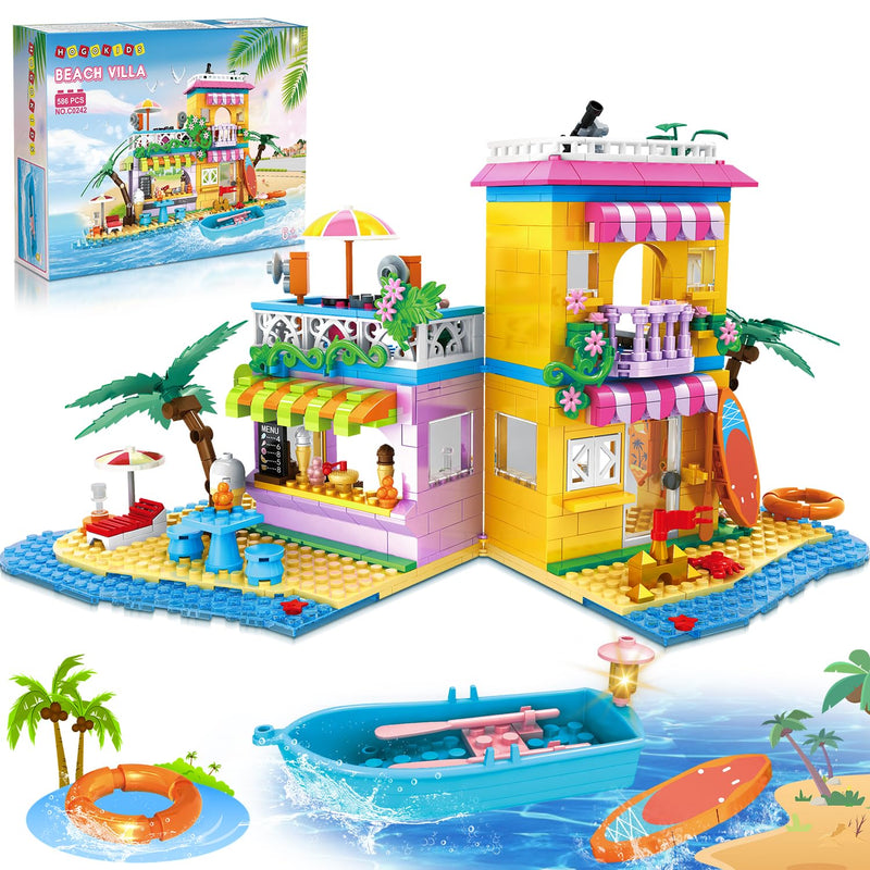 Beach House Building Set Seaside Villa Building Toys Friends Vacation Hut C