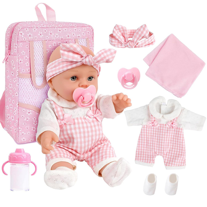 12 Inch Baby Doll With Clothes And Backpack Carrier,Newborn Baby Doll Inclu
