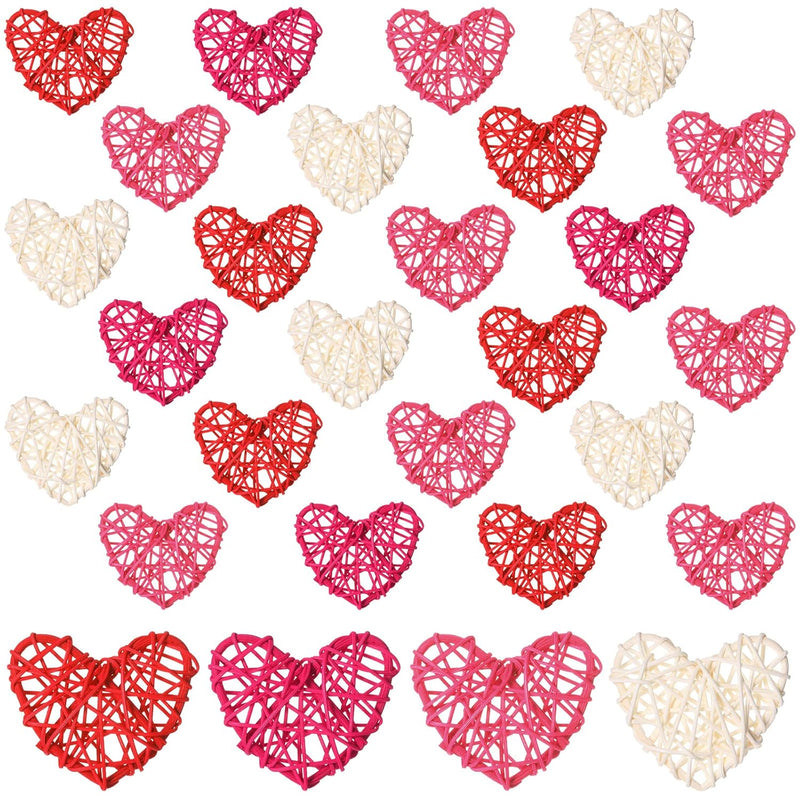 24 Pieces Heart Rattan Balls, Valentines Day Rattan Balls Natural Wicker Heart