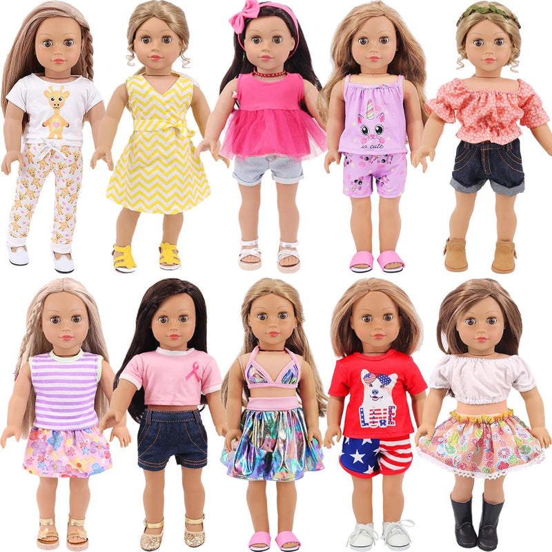 10 Sets American 18 Inch Doll Clothes And Accessories Include Doll Clothing