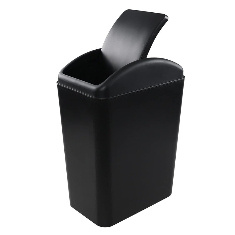 4.5 Gallon Plastic Swing Top Trash Can, 1-Pack Swing Kitchen Garbage Bin, Black