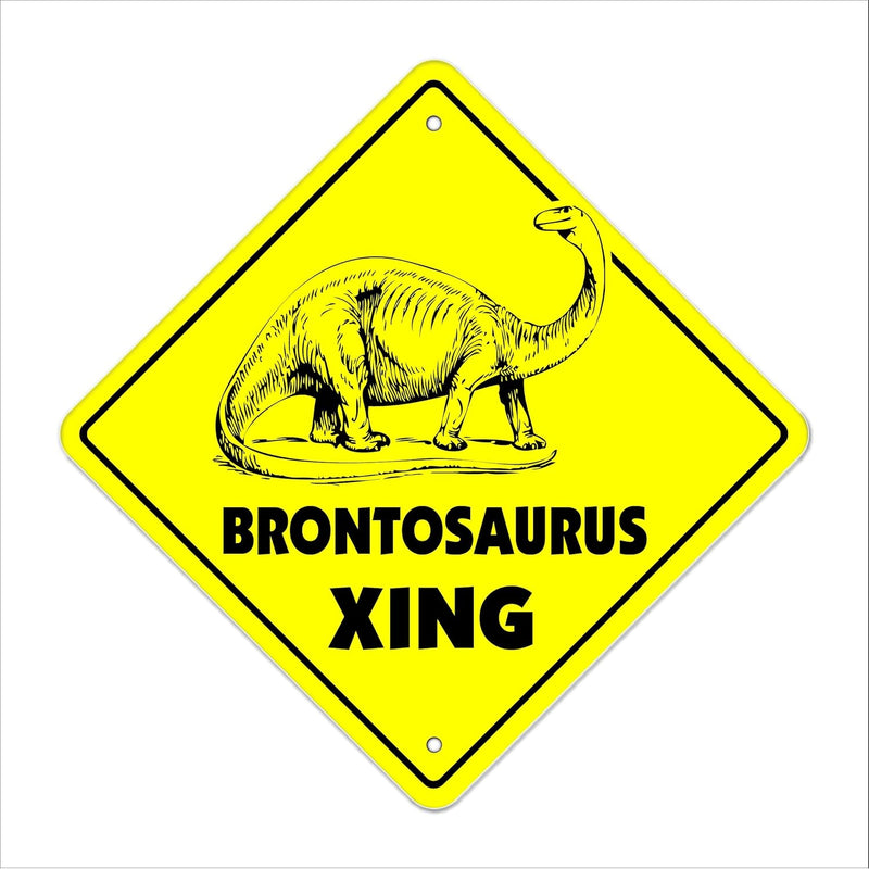 Brontosaurus Crossing Sign Zone Xing | Indoor/Outdoor | 12" Tall Plastic Sign