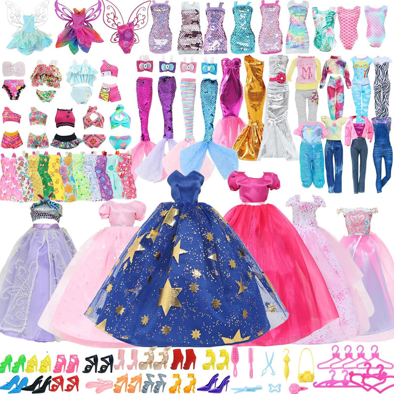 60Pcs Doll Clothes And Accessories Fashion Dress Wedding Gowns, Daily Tops