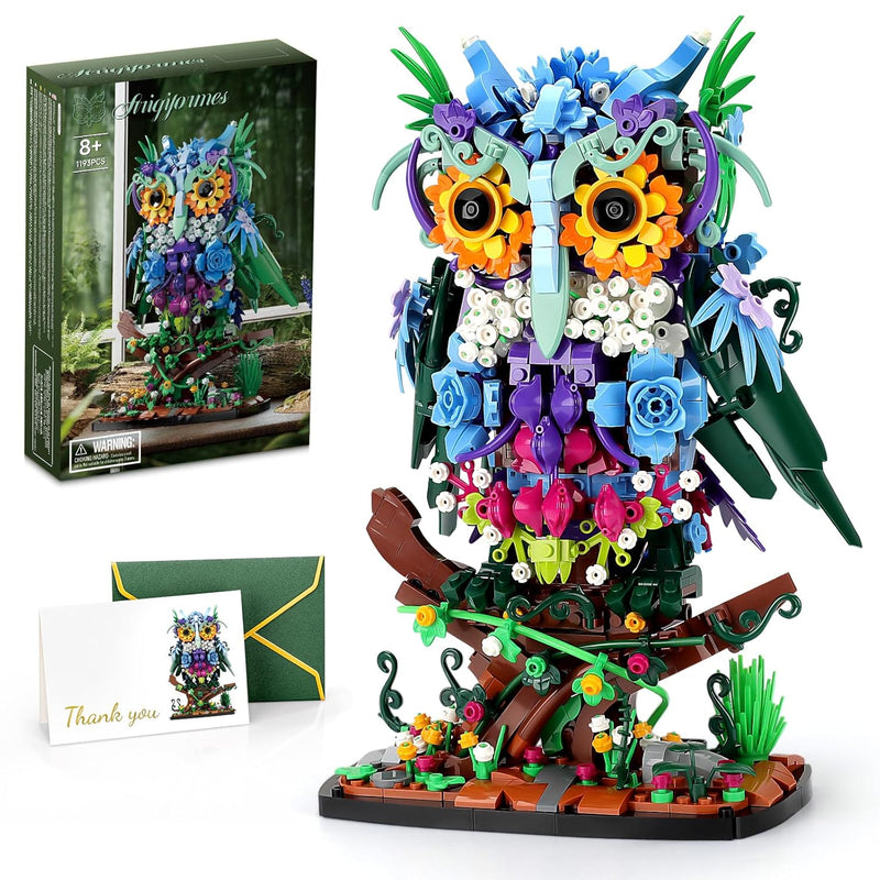 Floral Owl Toy Building Sets, Moc Flower & Animal Collectible Table Art, Mo