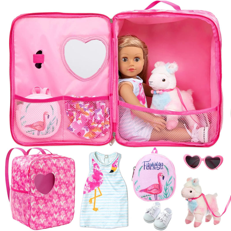 18 Inch Girl Doll Carrier Bag With Doll Clothes And Accessories,Including D