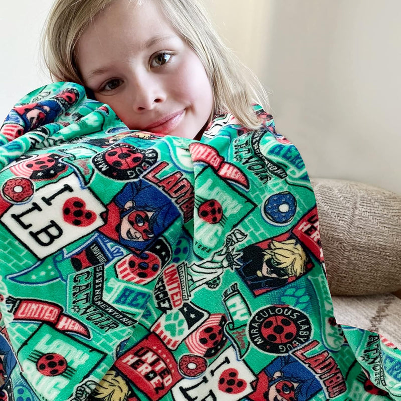 Kids Blanket Flannel Fleece Throw Blanket Twin Size 60" X 80" Cat Noir Miracul