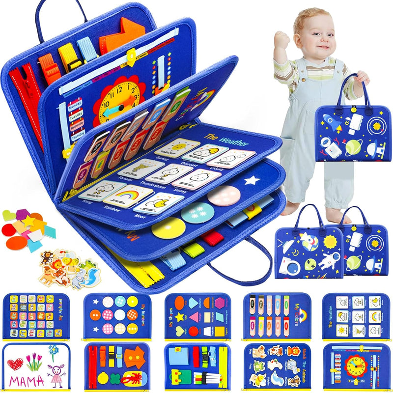 Busy Board 12 Pages, Montessori Sensory Toys For Toddlers 1 2 3 4 Year Old