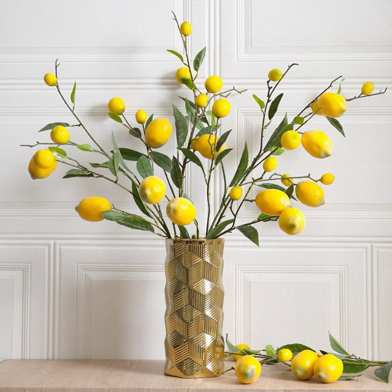 2Pcs Artificial Lemon Branches For Kitchen Party Decoration Yellow Fake Lemon
