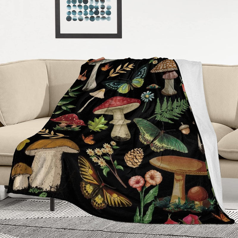 Mushroom Blanket Mushroom Gifts For Women Soft Cozy Fleece Flannel Mushroom Th
