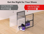 X-Large Shoe Storage Boxes Organizers Clear Plastic Stackable 12 Pack, Shoe Rack & Holder Substitute, Sneaker Containers, Toy Storage Organizer Bins for Entryway, Closet, Under Bed, Black