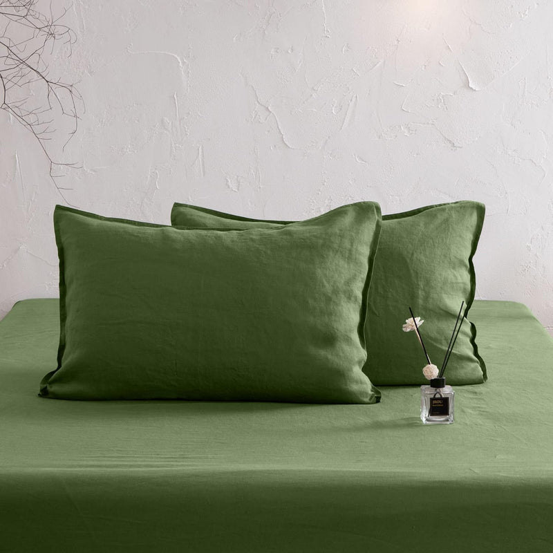 Linen Pillow Cases Standard Sham - 20 X 26 Inch Bed Pillow Protector Cover Set