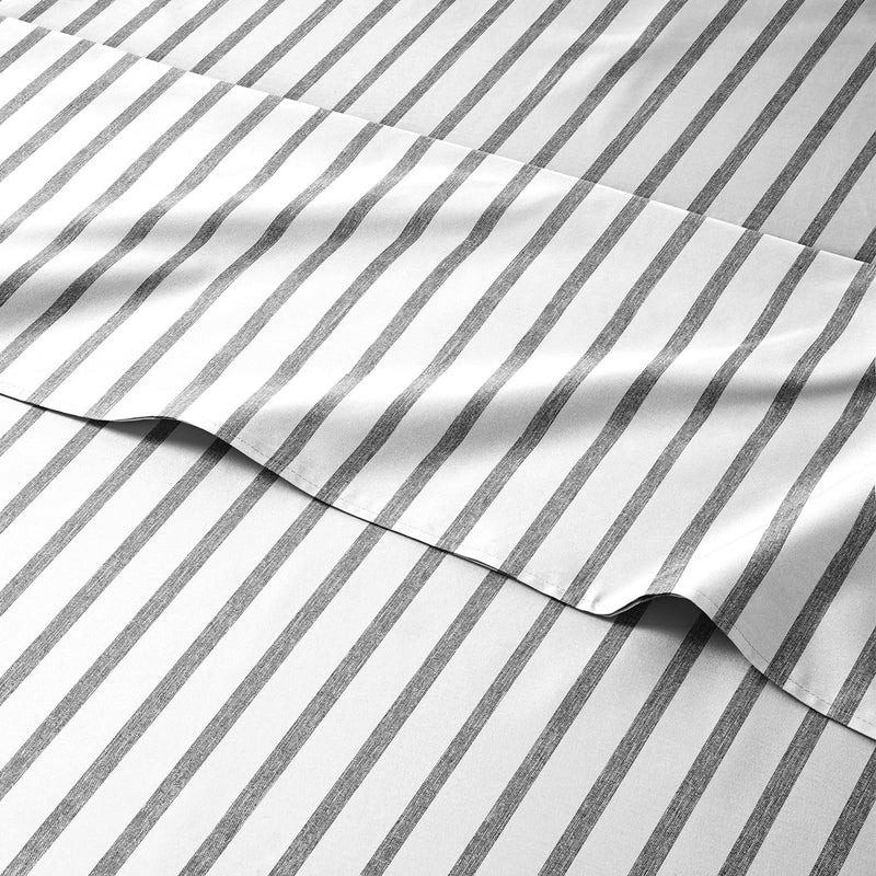 Striped Bed Sheets - Pin Striped Sheets - Grey And White Striped Sheets - Full